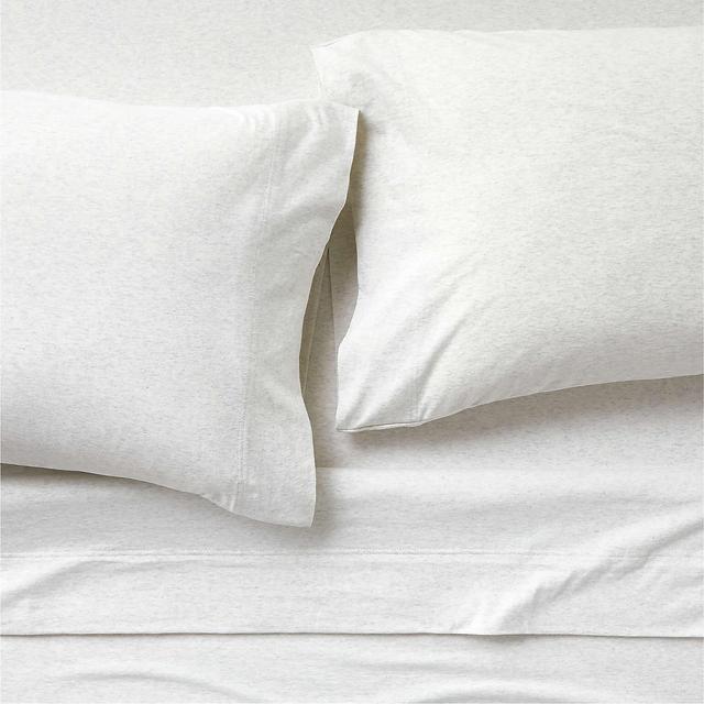 Organic Jersey Heathered Ivory King Bed Sheet Set