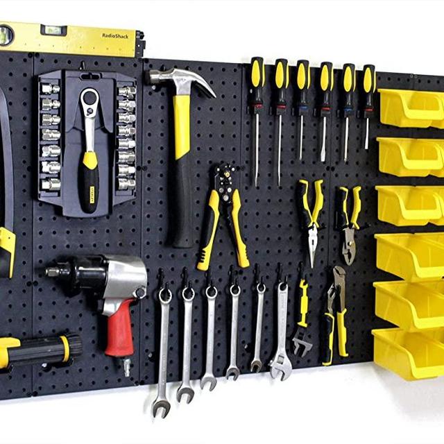 WallPeg Pegboard Kit - Peg Board Panels Locking Peg Hooks Set – Workbench Organizer Tool Storage… Size & Bins Included (24" x 48" - 6 Bins)