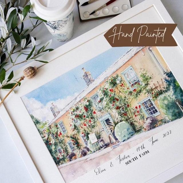 Custom Watercolor Wedding Venue Portrait Painting | Personalized Wedding Gift | Wedding Anniversary Gift For Her