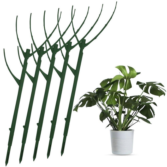 Twigs GA - Monstera Show & Grow Pack. Great Alternative for Moss Pole Plants Monstera. Blends in to Plant, no Ties/Wires. 17” Stackable. Made USA (Stackable Twig (5 Pack), Green)