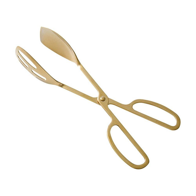 Food Tongs, Heavy Duty Stainless Steel Kitchen Tongs Salad Tong 10 inch Heat Resistant Small Serving Tongs for Cooking, Grill, Pastry, Sandwich, Ice, Food Bread Dessert (COLOR:Gold)