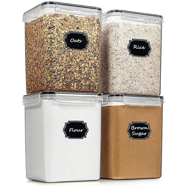 Large Food Storage Containers Cereal Container, Blingco Airtight Tall Dry Food Storage Containers Set of 4 (5.2L /175oz) for Flour, Sugar, Baking Supplies, Kitchen & Pantry Storage Container with Lids