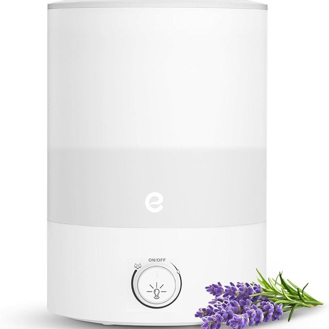Esemoil Humidifiers for Bedroom, 2.5L Top Fill Cool Mist Humidifier for Baby Nursery & Plants, Oil Diffuser, 25 Hour & 8 Color Night Light, 26dB Quiet, 360° Nozzle, Auto Shut-Off and BPA Free