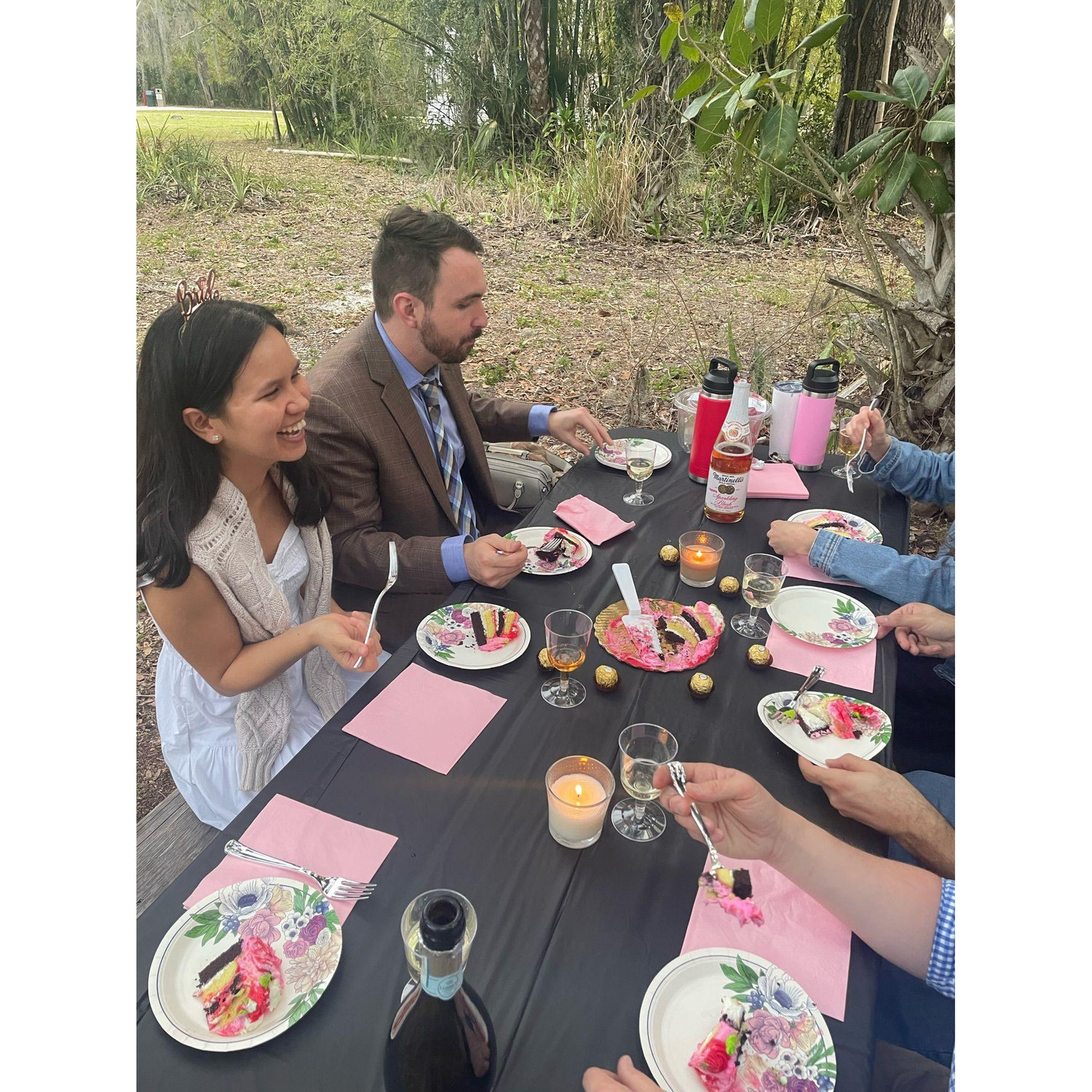 Celebration after the engagement at Koreshan State Park
