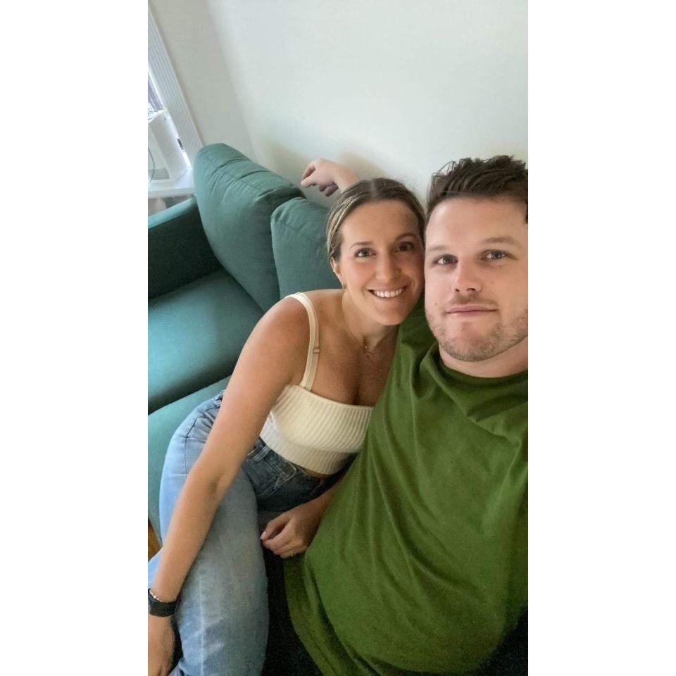 One of our first pictures in our Brooklyn apartment together. Brooklyn is so special to us for so many reasons, and we still live in this apartment today - just not with that couch!