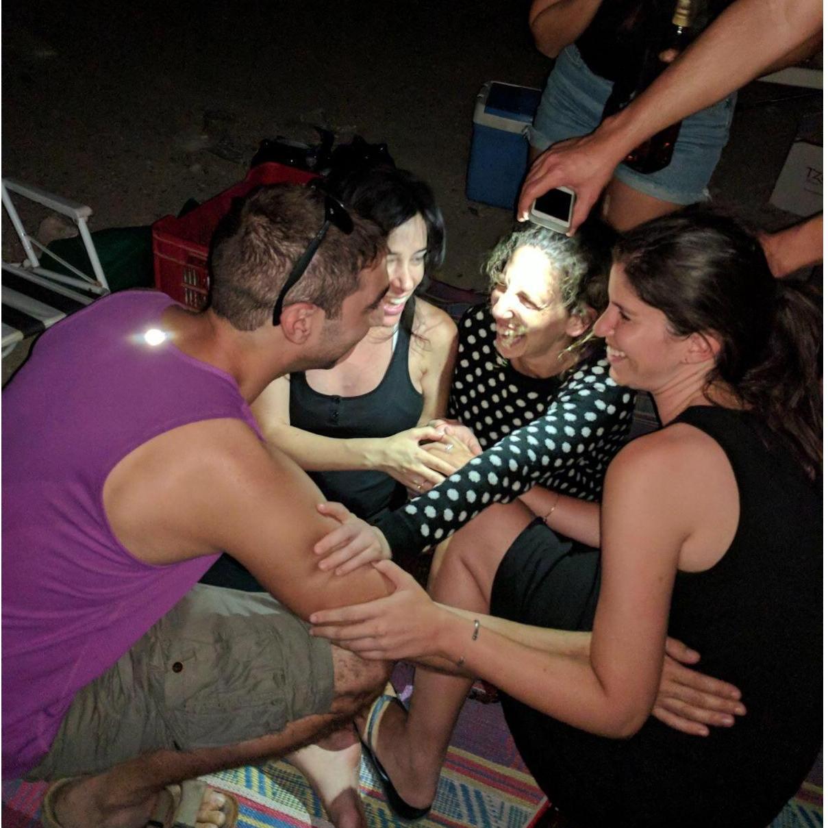 A few minutes after Yonatan proposed- sharing the news with close friends!