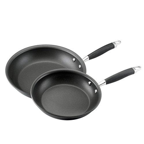 Anolon 82074 Advanced Hard Anodized Nonstick Frying Pan Set / Fry Pan Set / Hard Anodized Skillet Set - 10 Inch and 12 Inch, Gray
