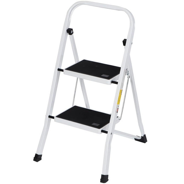 ZENY 2 Step Ladder Folding Step Stool with Wide Anti-Slip Pedal, Convenient Handgrip, Portable Steel Step Stool, Sturdy Steel Ladder for Household and Office