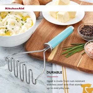 KitchenAid Gourmet Stainless Steel Wire Masher, 10.24-Inch, Color: Aqua Sky