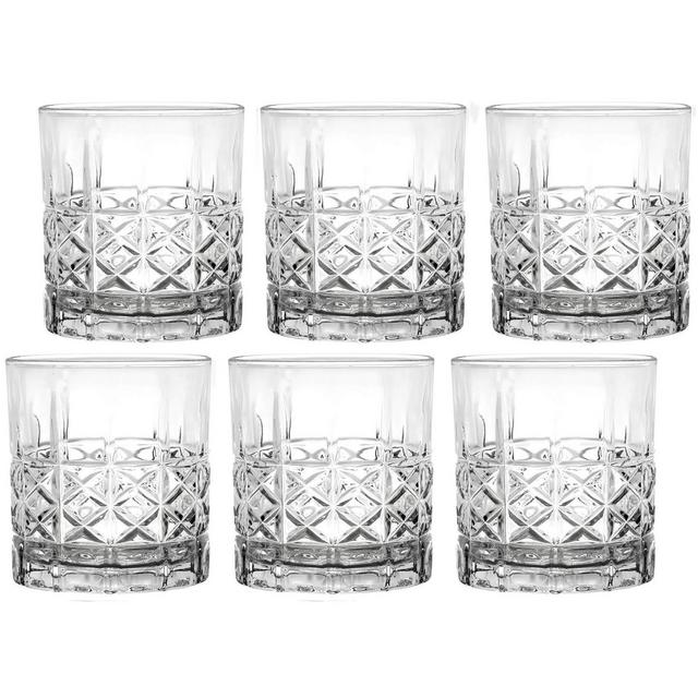 11 Ounce Double Old Fashion Drinking Glass-Textured Cut Glass, Set of 6