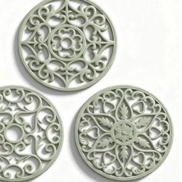 ME.FAN Trivets for Dishes/Pots/Pans, 3 Pcs Silicone Mats, Flexible/Durable/Non Slip Hot Pads to Protect Table and Counter Top (Desert Sage)