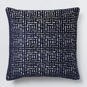 Allover Crosshatch Jacquard Velvet Pillow Cover, 20"x20", Nightshade