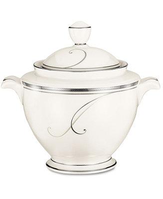Dinnerware, Platinum Wave Covered Sugar Bowl