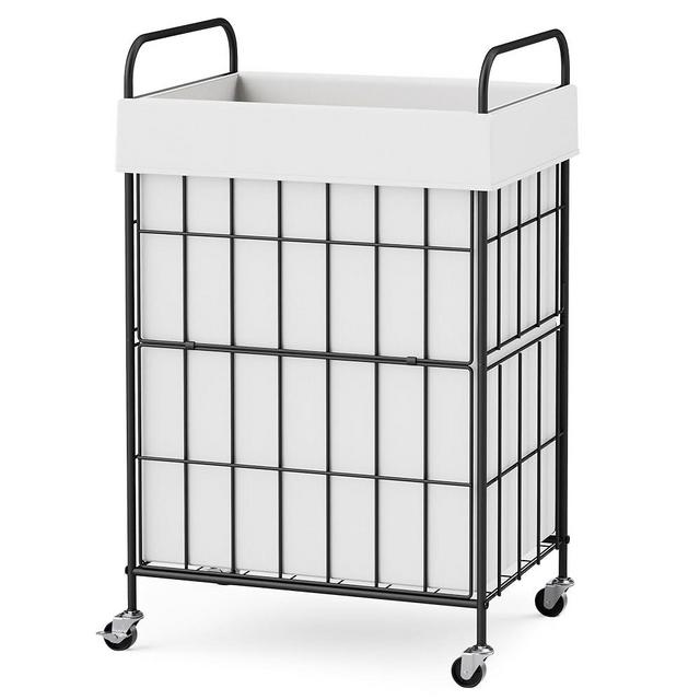 Laundry Hamper with Wheels, 90L Laundry Basket with Handle, Laundry Sorter with Removable Liner Bag