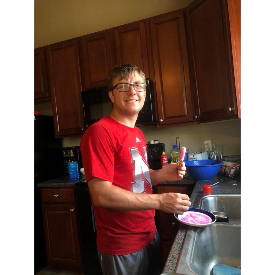 Lance helping make some goodies for the engagment party!