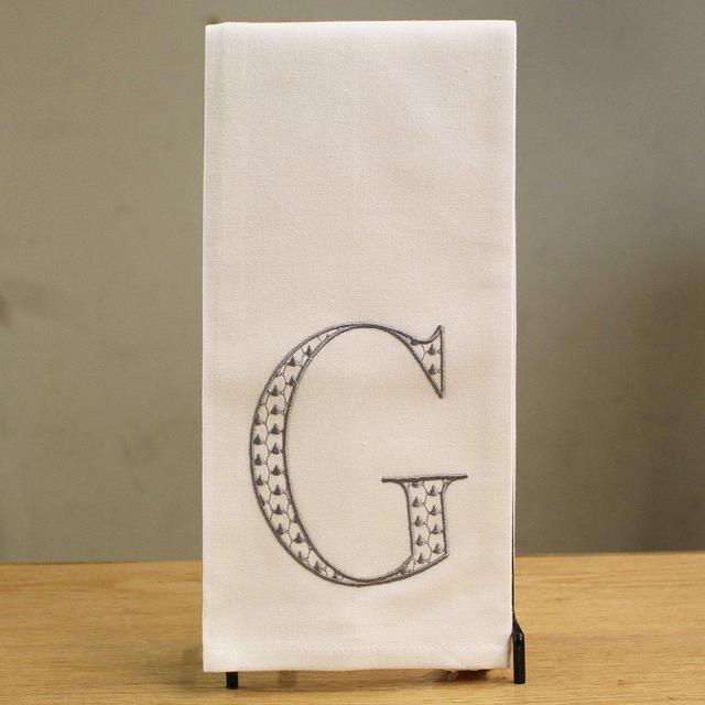 Herend Style Initial Hand Towel - Silver - "C"