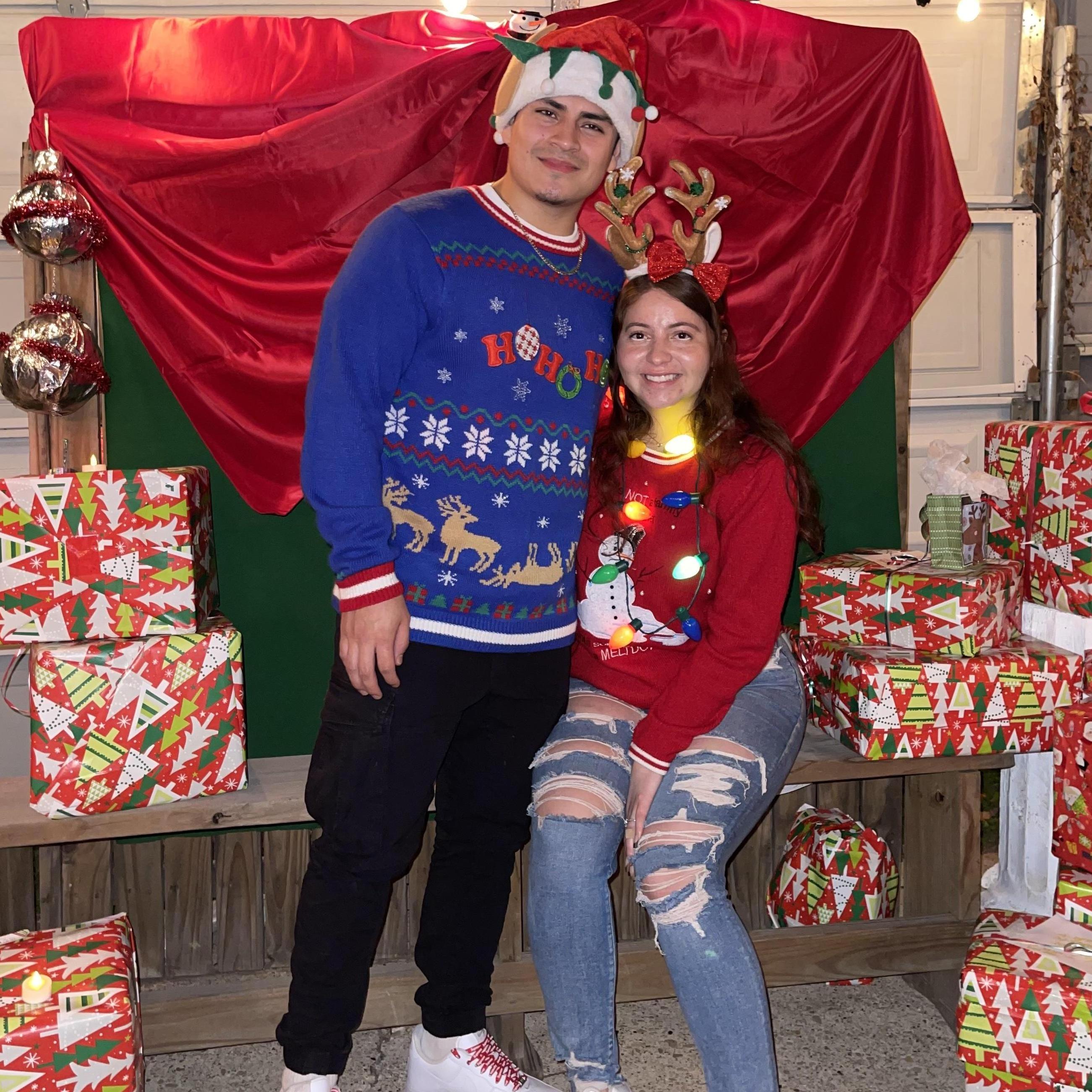 Finally got Richy to wear an ugly Christmas sweater.