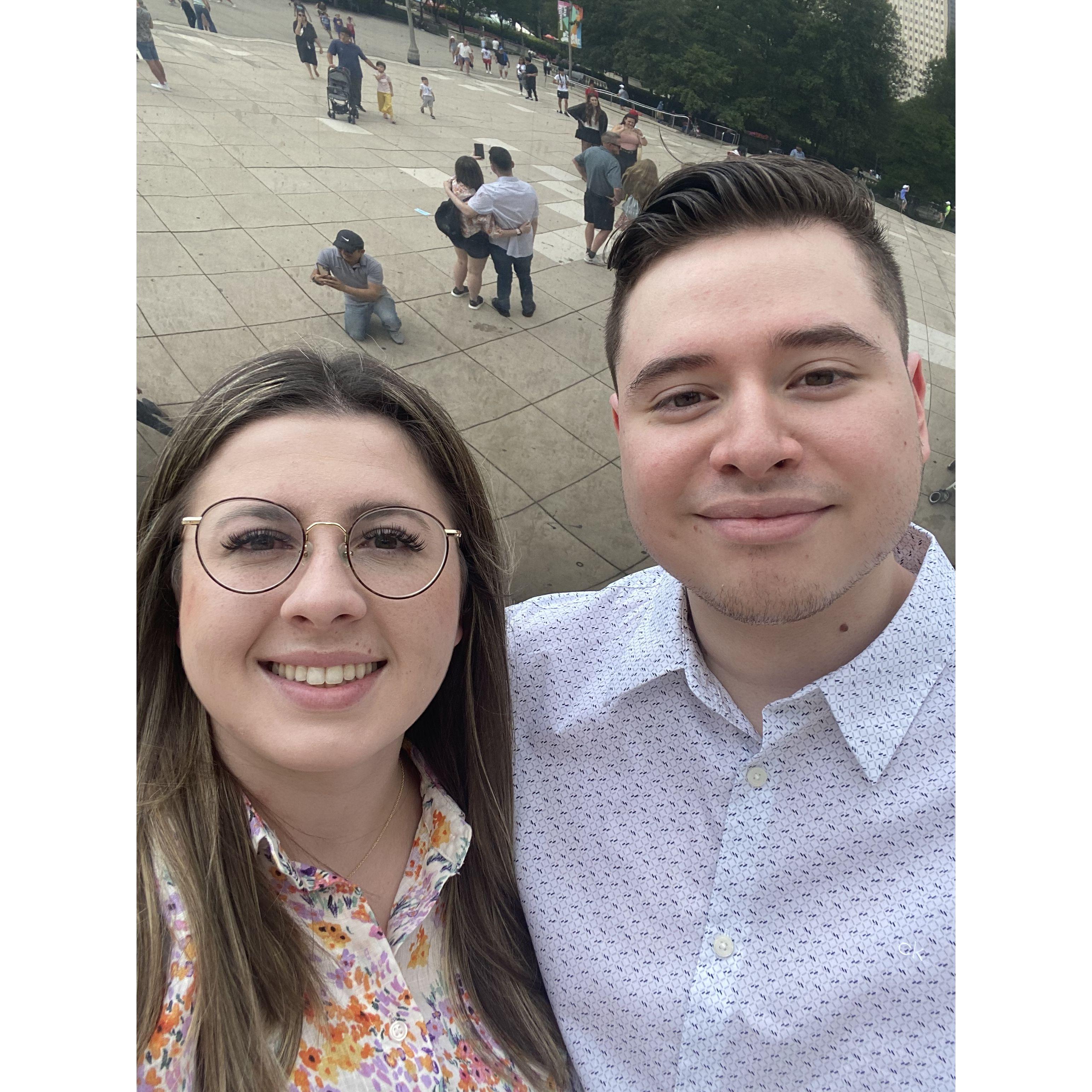 At The Bean on our first trip together in June 2021 to Chicago.