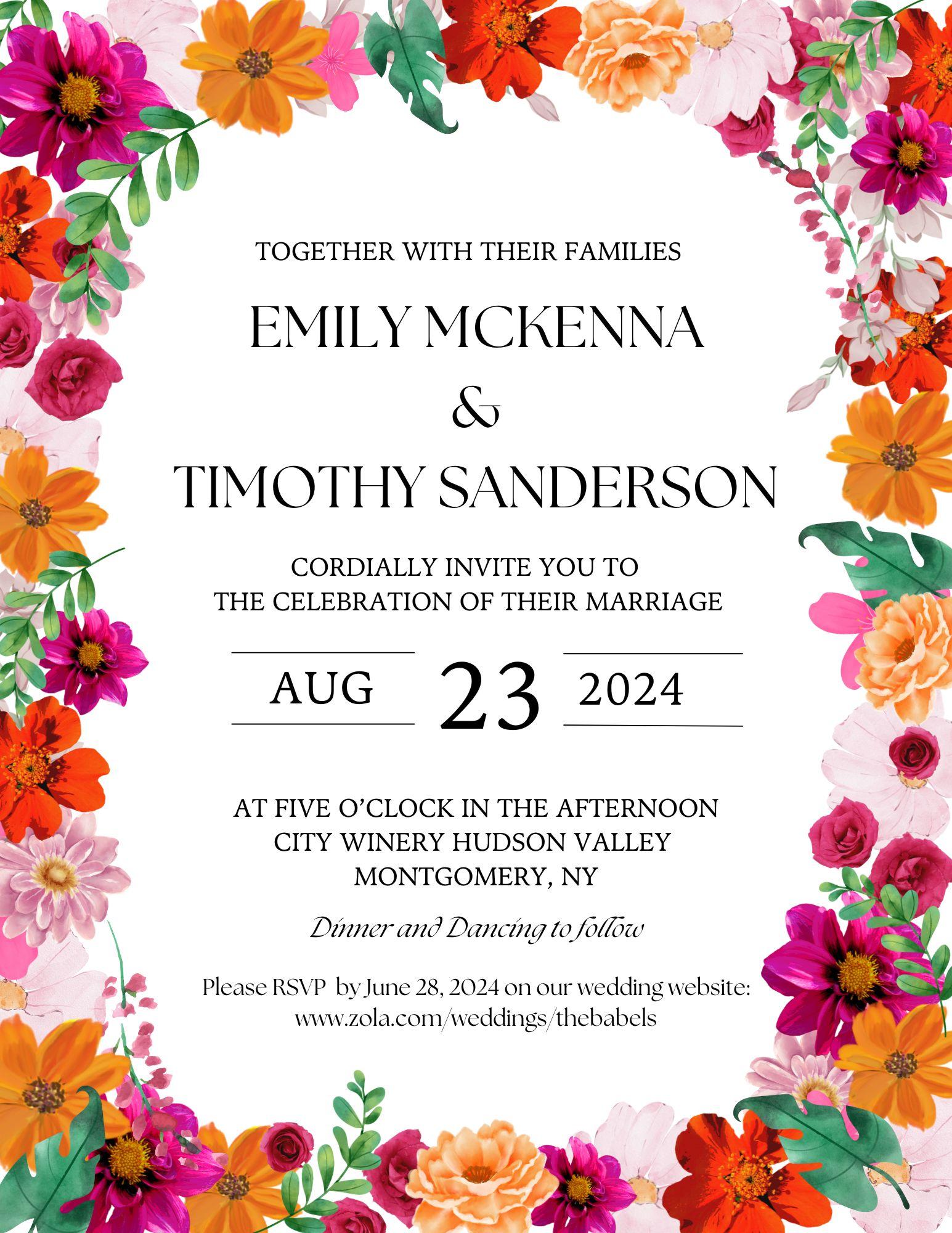 The Wedding Website of Emily McKenna and Tim Sanderson