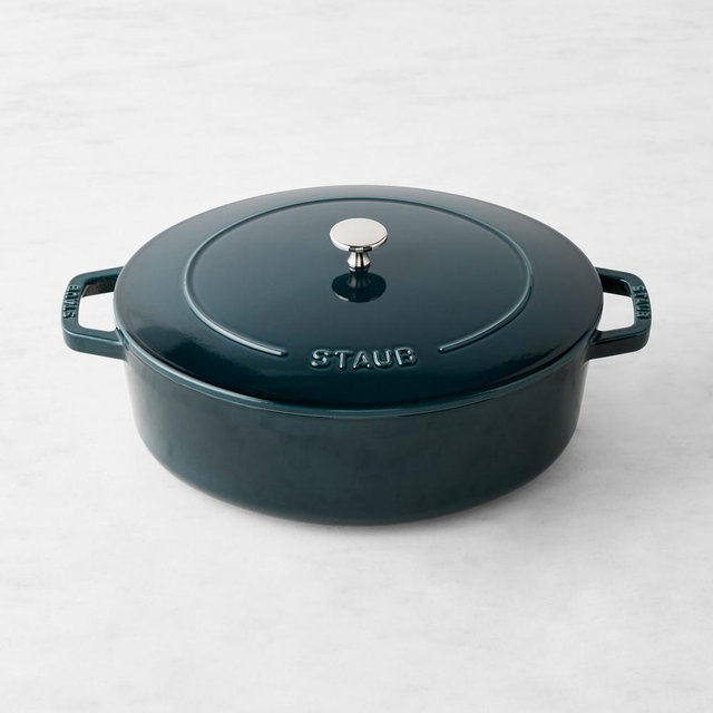 Staub Enameled Cast Iron Wide Oval Dutch Oven, 6 1/4-Qt., La Mer