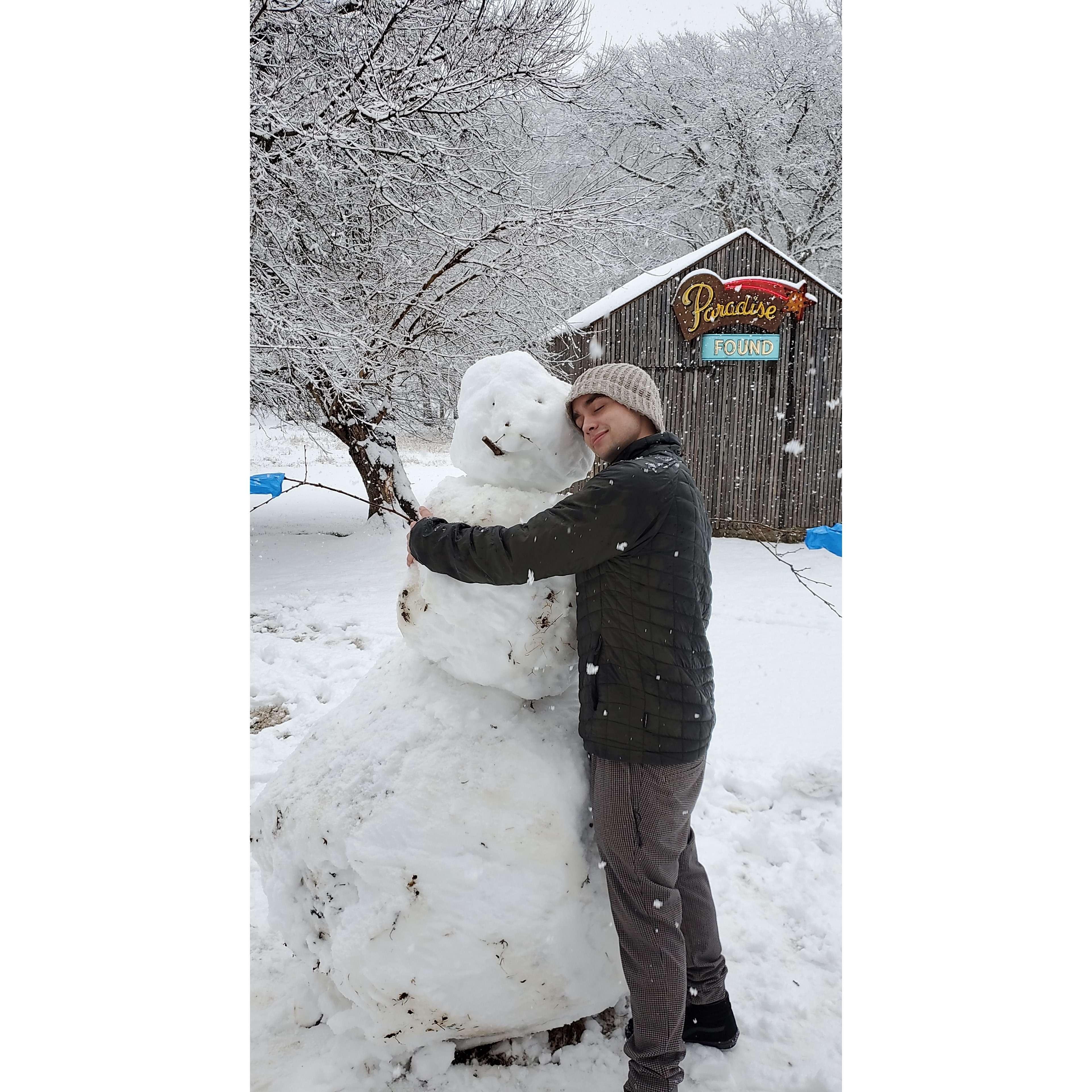 Our romance began at work one day when I asked Ethan if he wanted to build a snowman!