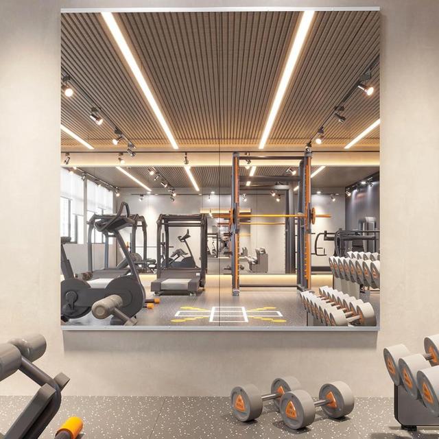 pertetey Home Gym Mirror, 48X24 Inch-2PCS, Frameless Large Full Body Mirror Yoga Mirror, Tempered Glass Mirror, Full Length Wall Mounted Mirror for Gym, Yoga Studio, Bedroom, Dancing Studio