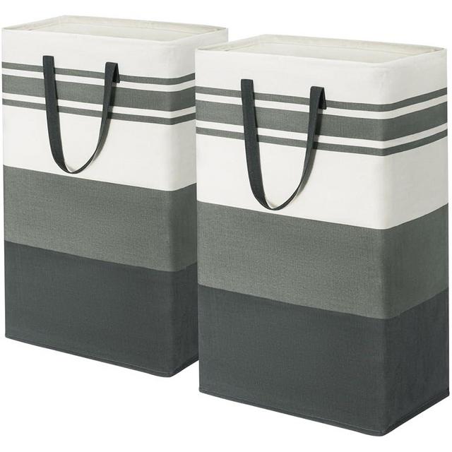 Goodpick Dirty Clothes Hamper, 2-Pack 90L Big Laundry Baskets with Handles, Collapsible Laundry Hampers for Bedroom, Extra Large Hamper Basket Bin for Living Room, Grey