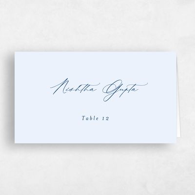 Blue Modern Wedding Place Card - Elodie