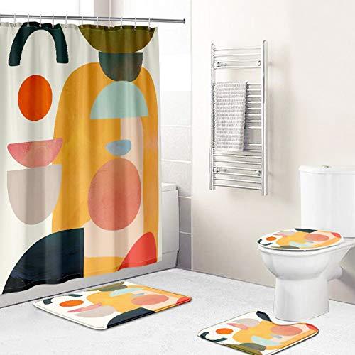 Modern Abstract Painting Artwork Vintage Shower Curtain Fabric Waterproof Durable Bathroom Shower Curtain