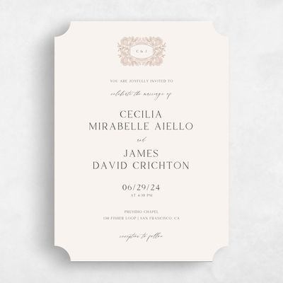 Brown Ticket Wedding Invitation - Caleania Classic