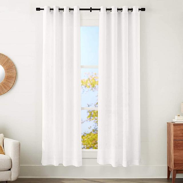 AmazonBasics Sheer Window Panel Pair with Grommets - 50" x 84", Classic White