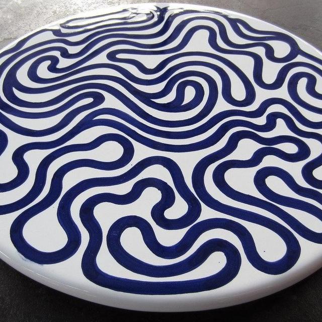 Sol LeWitt Serving Platter: Blue Curvee