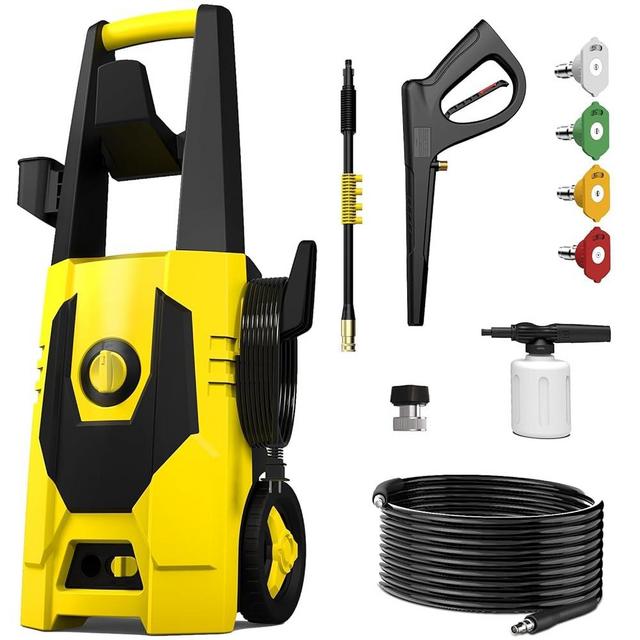 AgiiMan Electric Pressure Washer - 4500PSI Max 3.1 GPM Power Washer with 35FT Power Cord, 20FT Hose, Soap Tank, High Pressure Washer Electric Powerd Car Cleaning for Garden, Patios, Yard, Yellow