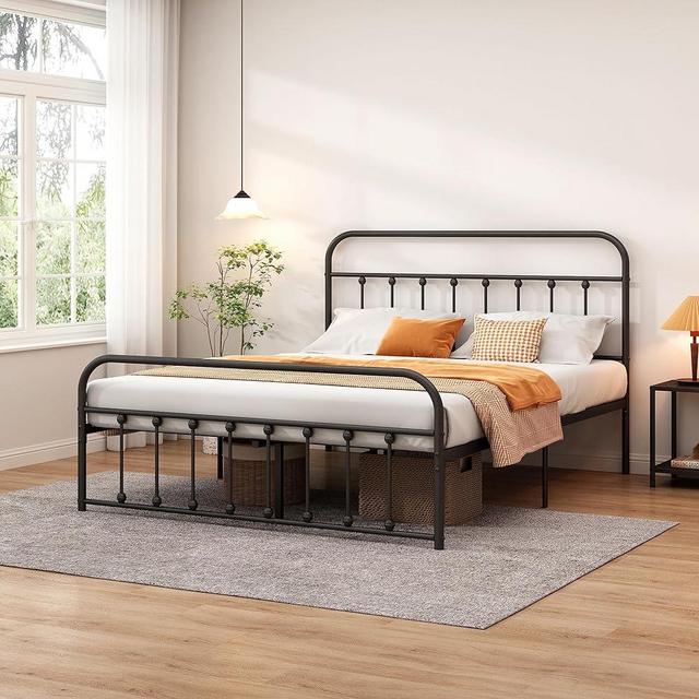 Closadin Classic Metal Platform Bed Frame with Heaboard and Footboard,Strong Steel Slats Support,No Box Spring Needed,Easy Assembly,Queen Size,Black