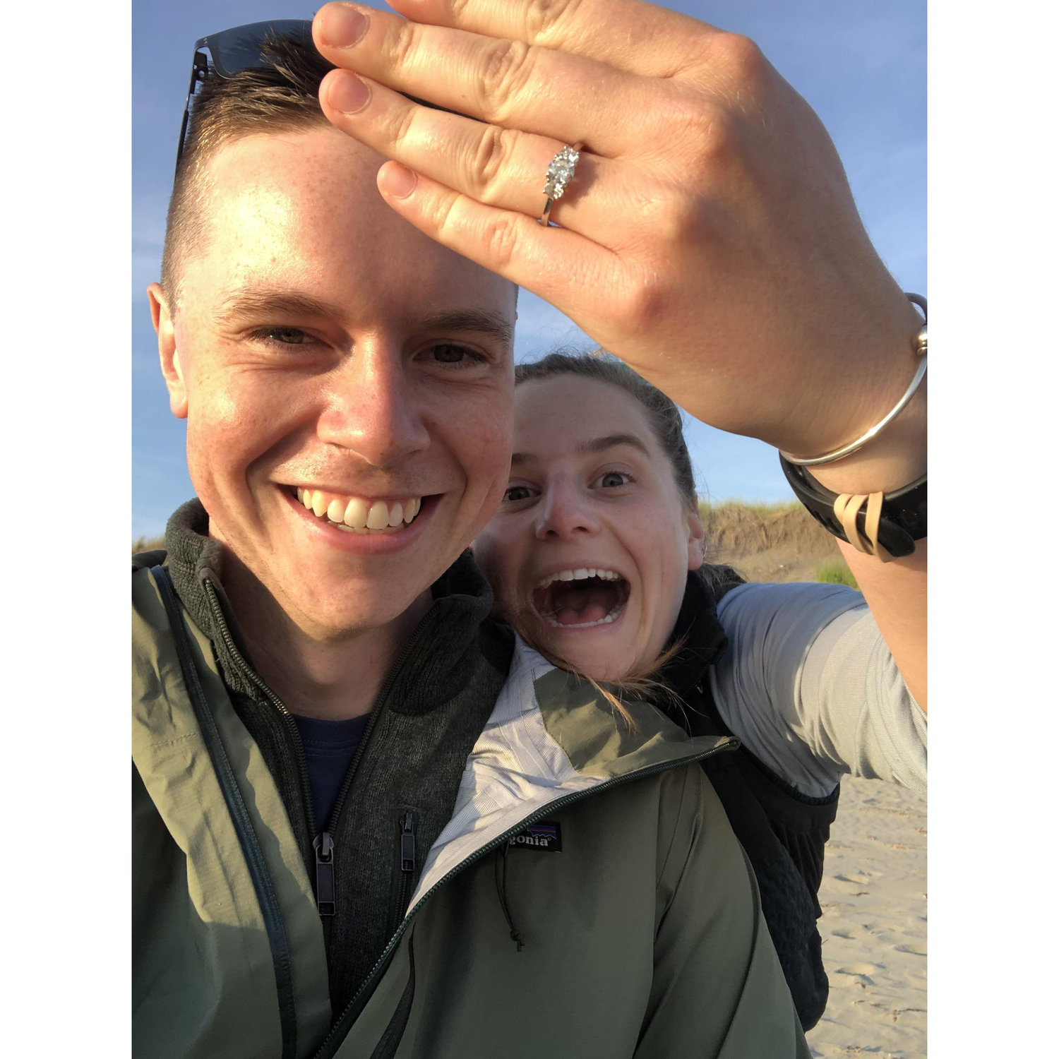Seconds after we got engaged on the beach at Twin Harbors State Park