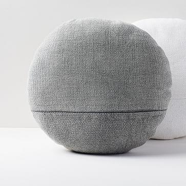 Cotton Canvas Round Pillow - Platinum