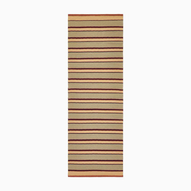 Colbie Stripe Flatweave Wool Rug, 2.5'x7', Celadon Multi