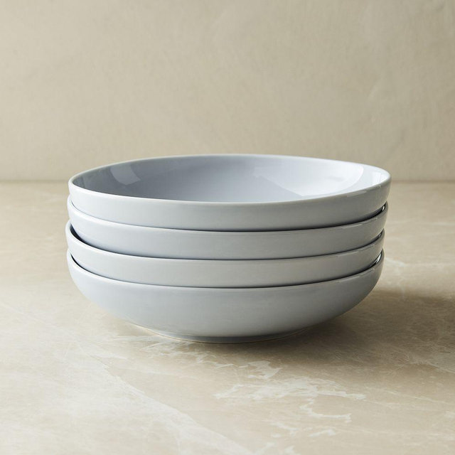 Organic Porcelain Low Bowl, Chambray, Set of 4