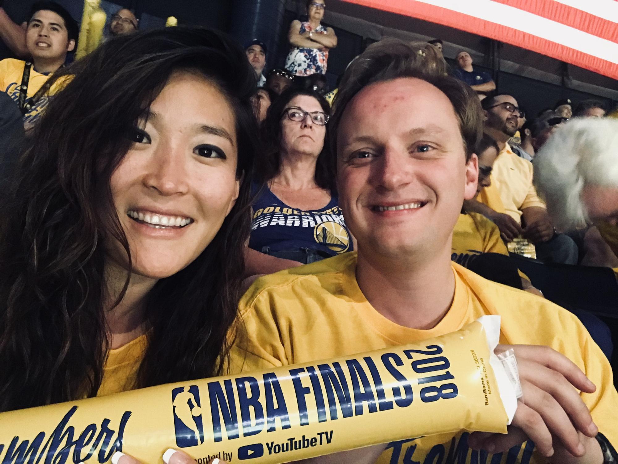 I told Evan that I never went to a NBA game before and bought me tickets to the Finals game for the Wa-Wa-Wa-Waaaarrrrrioorrrsss!!