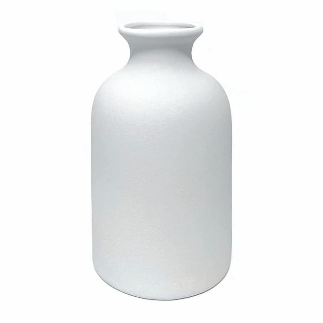Ceramic White Small Vase, Dry Flower Vases Minimalism Style for Modern Table Shelf Home Decor, Fit for Fireplace Bedroom Kitchen Living Room Centerpieces Office Desk Gift (White, Small)