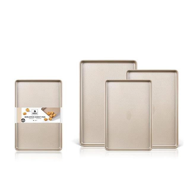 HONGBAKE Quarter Sheet Baking Pan 9x13 and Half/Quarter/Jelly Roll Baking Sheet Pan Set