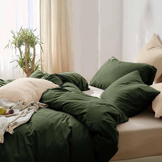 ETDIFFE Dark Green King Size Comforter, 3pc Soft Farmhouse Olive Bedding Set & Collection, Lightweight All Season Microfiber Down Alternative Bed Comforter with 2 Pillow Shams for Women Men