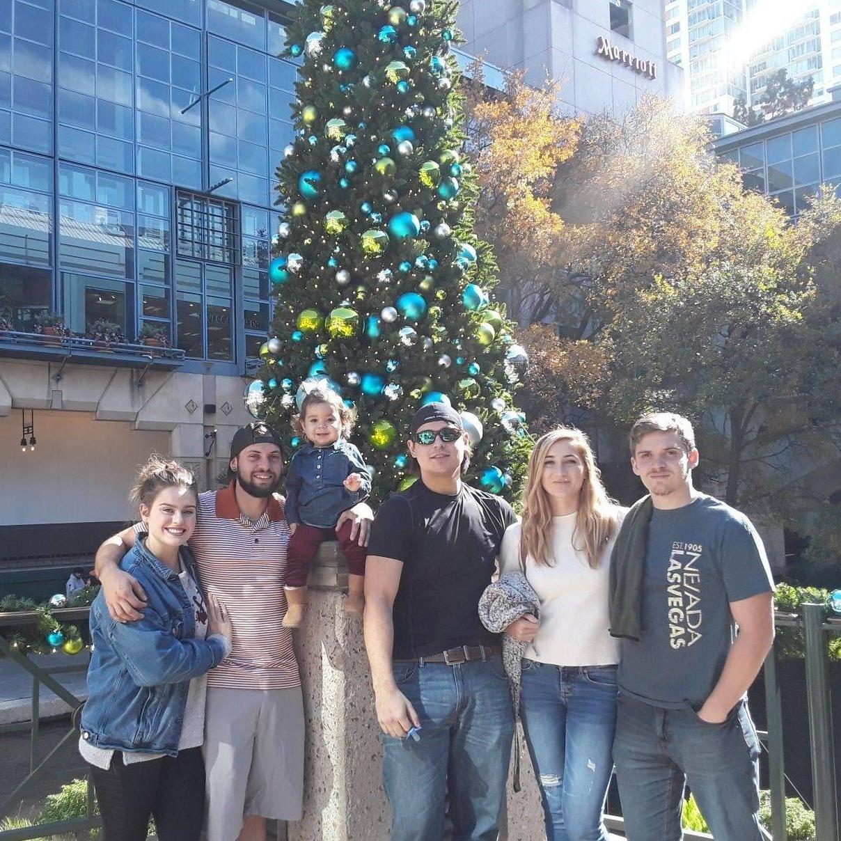 San Antonio River Walk November 2019 with Chase's brothers Tyler and Gavino, Taylor, and Gavino's daughter.
