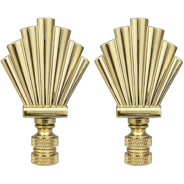 Royal Designs Art Deco Motif 3" Lamp Finial for Lamp Shade, Polished Brass