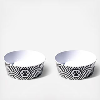 Black & White Geo Paw Bowl, Set of 2