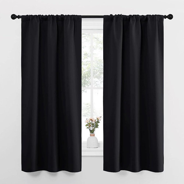 NICETOWN Black Out Curtain Panels for Kitchen - Energy Smart Decoration Thermal Insulating Blackout Drapes/Draperies for Small Window (2 Panels, 34 inches Wide by 63 inches Long)