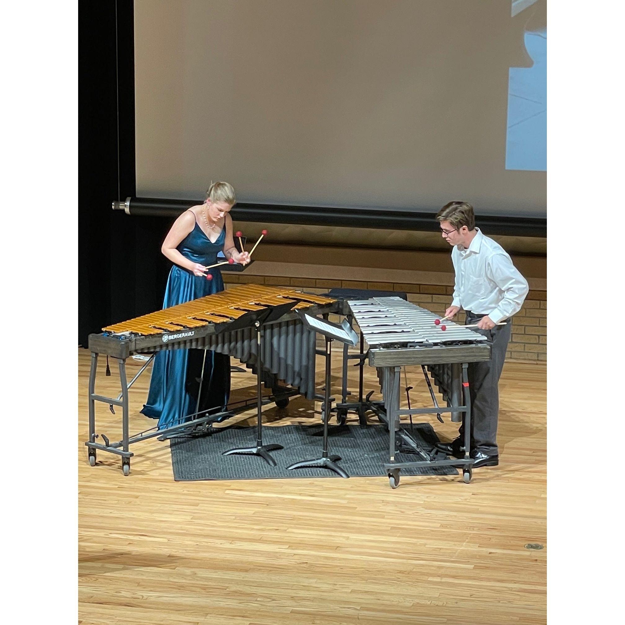 Playing a duet paying homage to West Virginia at Kailey's Senior Recital at UNT