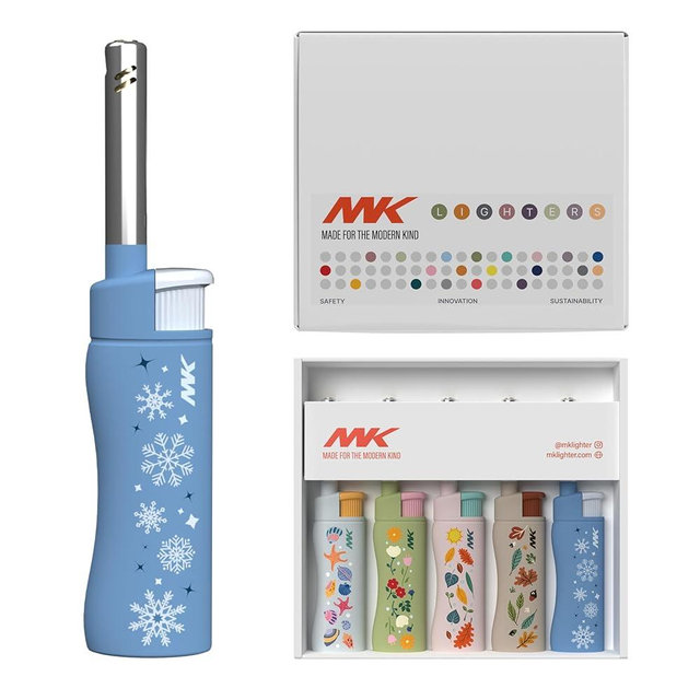 MK Candle Lighter, Butane Refillable Wind-Resistant Flame, 5-Pack for BBQ, Camping, Outdoor Use (Season-5pc)