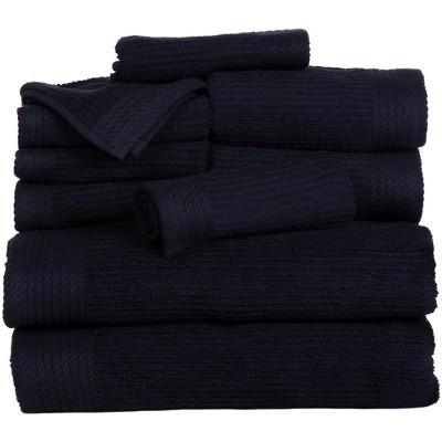 Solid Bath Towels And Washcloths 10pc Black - Yorkshire Home