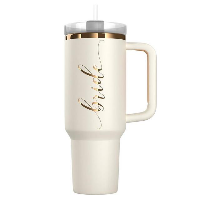 Heather & Willow Bride to Be Coffee Tumbler with Lids and Straws | 40 oz Mason Jar Cups & Iced Coffee Cup | Bridesmaid Proposal Gifts, Bridal Shower, Bachelorette Party Supplies & Bride Tribe - Bride